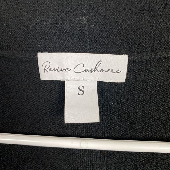 Reivive Cashmere Sweater Womens Size S Black Cardigan Open Front - Picture 2 of 9